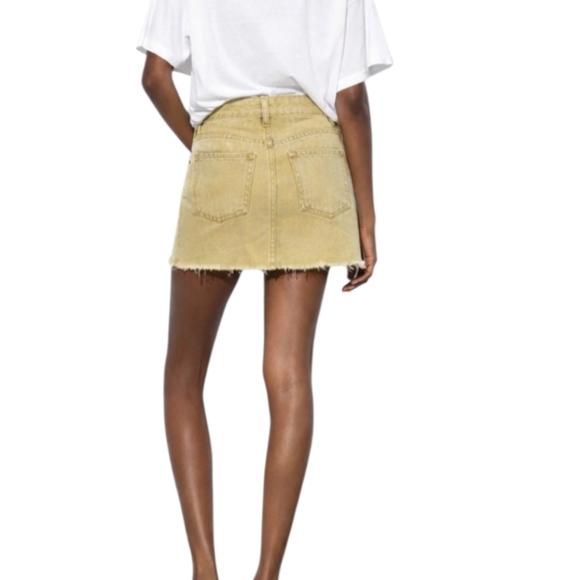 Zara High Rise Frayed Distressed Denim Mini Skirt Small - Picture 2 of 5